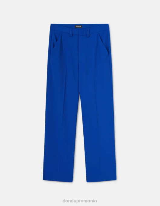 femei pantaloni joan din gabardină cu picioare largi V84D147 îmbrăcăminte albastru regal DONDUP