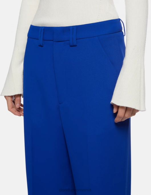femei pantaloni joan din gabardină cu picioare largi V84D147 îmbrăcăminte albastru regal DONDUP