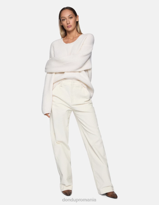 femei pantaloni largi din catifea joan V84D133 îmbrăcăminte alabastru DONDUP