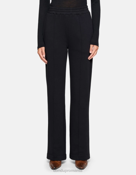 femei pantaloni largi din lână V84D186 îmbrăcăminte negru DONDUP