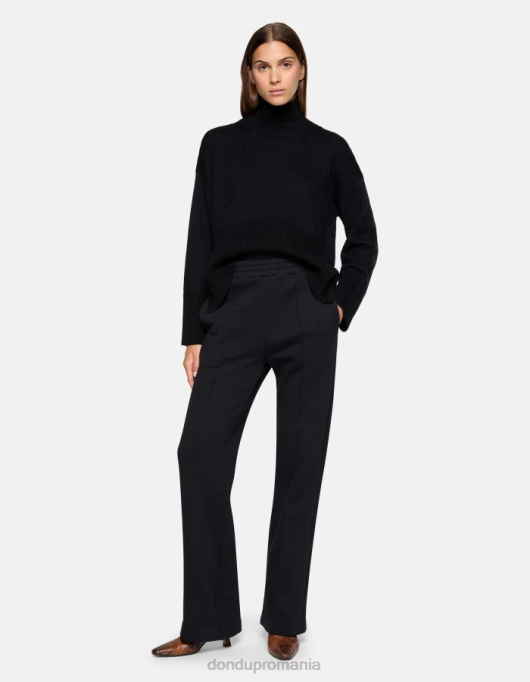 femei pantaloni largi din lână V84D186 îmbrăcăminte negru DONDUP