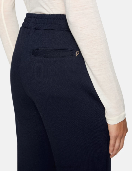 femei pantaloni largi din lână V84D189 îmbrăcăminte albastru marin DONDUP