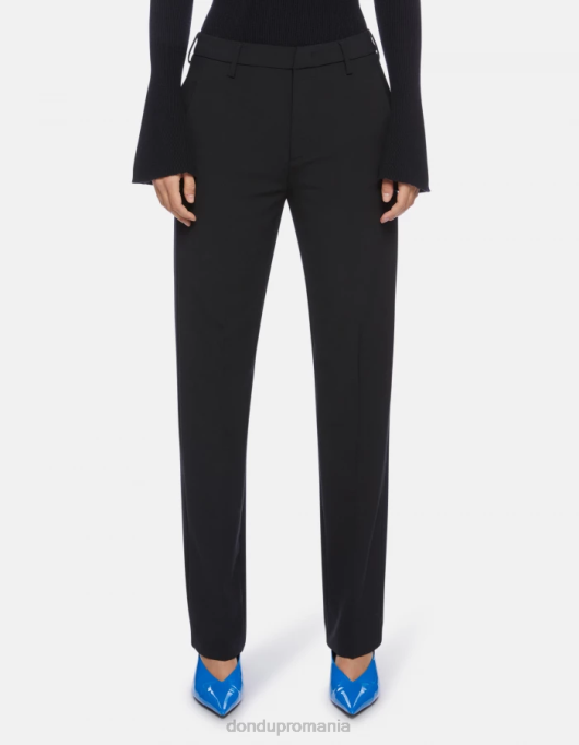 femei pantaloni de lână cu ajustări regulate patty V84D196 îmbrăcăminte negru DONDUP