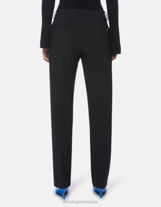 femei pantaloni de lână cu ajustări regulate patty V84D196 îmbrăcăminte negru DONDUP