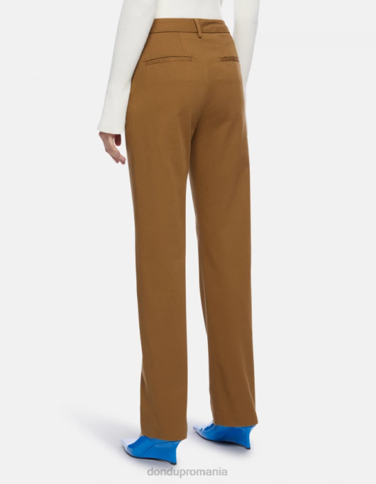 femei pantaloni din bumbac cu ajustări regulate V84D149 îmbrăcăminte kaki DONDUP