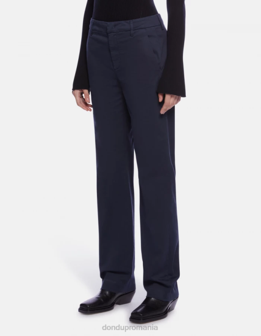 femei pantaloni din satin cu ajustări regulate patty V84D203 îmbrăcăminte albastru marin DONDUP