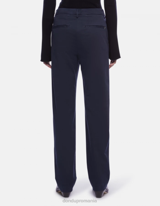 femei pantaloni din satin cu ajustări regulate patty V84D203 îmbrăcăminte albastru marin DONDUP