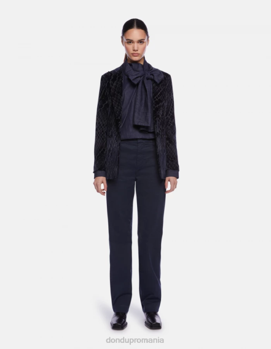 femei pantaloni din satin cu ajustări regulate patty V84D203 îmbrăcăminte albastru marin DONDUP