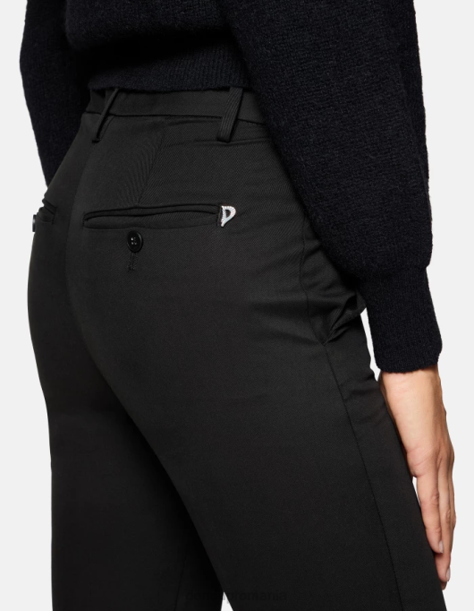 femei pantaloni carmen slim-fit din bumbac V84D206 îmbrăcăminte negru DONDUP