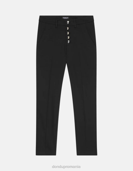 femei pantaloni carmen slim-fit din bumbac V84D206 îmbrăcăminte negru DONDUP