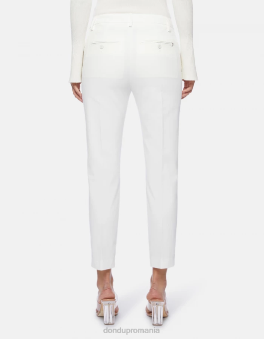 femei pantaloni carmen slim-fit din bumbac V84D207 îmbrăcăminte alabastru DONDUP