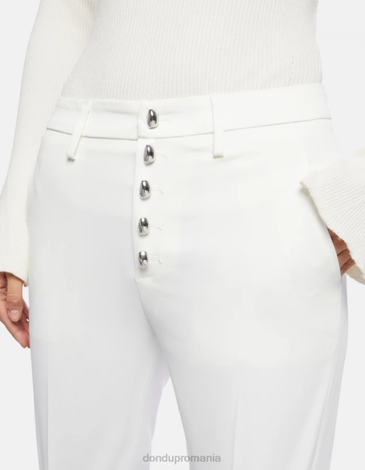 femei pantaloni carmen slim-fit din bumbac V84D207 îmbrăcăminte alabastru DONDUP