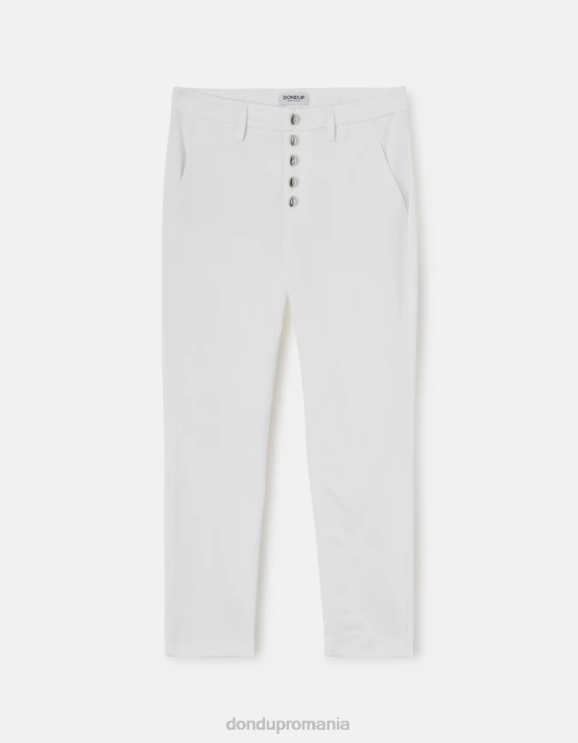 femei pantaloni carmen slim-fit din bumbac V84D207 îmbrăcăminte alabastru DONDUP