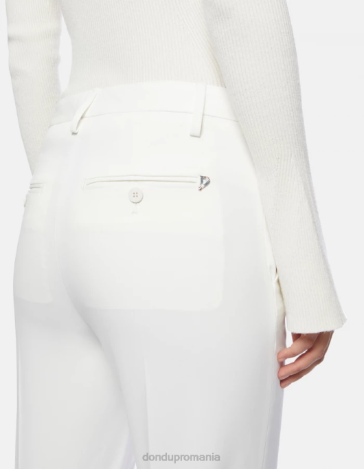 femei pantaloni carmen slim-fit din bumbac V84D207 îmbrăcăminte alabastru DONDUP
