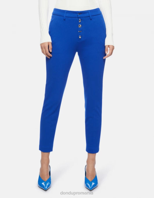 femei pantaloni carmen slim-fit din jerseu V84D235 îmbrăcăminte albastru regal DONDUP