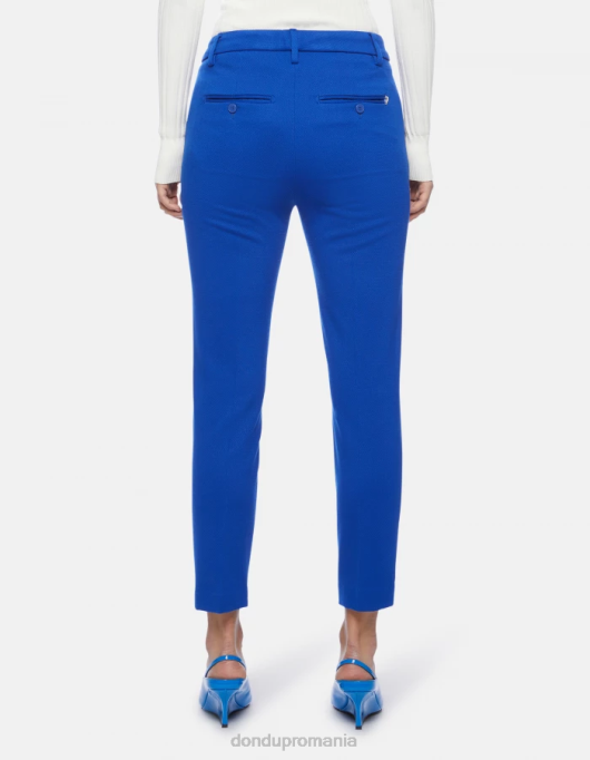 femei pantaloni carmen slim-fit din jerseu V84D235 îmbrăcăminte albastru regal DONDUP