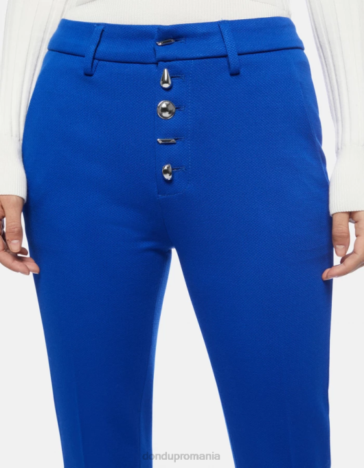 femei pantaloni carmen slim-fit din jerseu V84D235 îmbrăcăminte albastru regal DONDUP