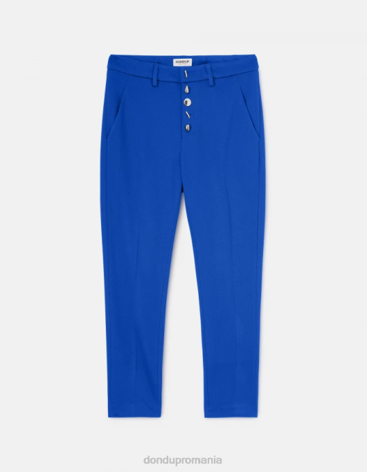 femei pantaloni carmen slim-fit din jerseu V84D235 îmbrăcăminte albastru regal DONDUP