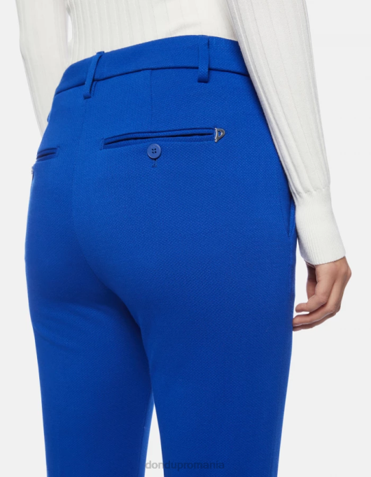 femei pantaloni carmen slim-fit din jerseu V84D235 îmbrăcăminte albastru regal DONDUP