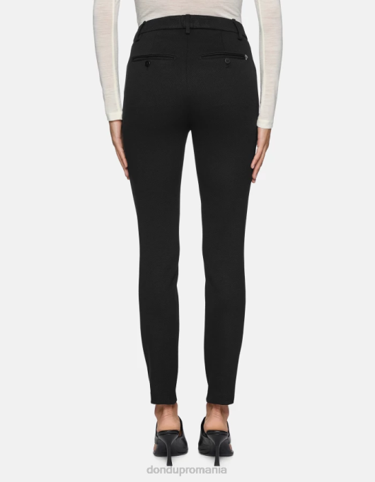 femei pantaloni carmen slim-fit din jerseu V84D236 îmbrăcăminte negru DONDUP