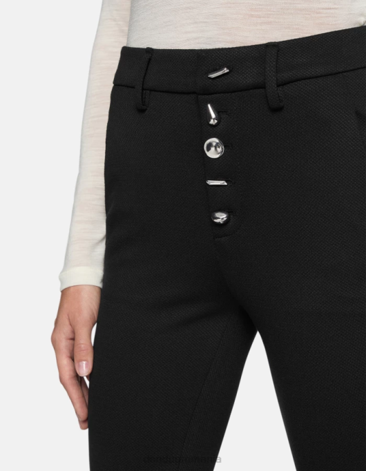 femei pantaloni carmen slim-fit din jerseu V84D236 îmbrăcăminte negru DONDUP