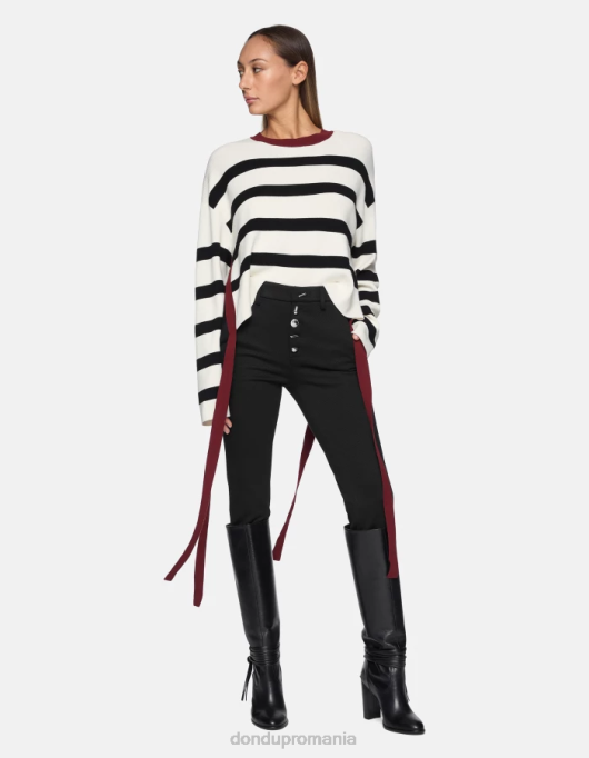 femei pantaloni carmen slim-fit din jerseu V84D236 îmbrăcăminte negru DONDUP