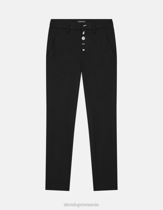 femei pantaloni carmen slim-fit din jerseu V84D236 îmbrăcăminte negru DONDUP