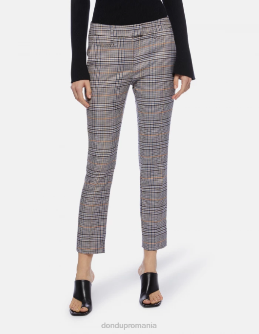 femei pantaloni perfect slim-fit din țesătură prințul de Wales în carouri V84D226 îmbrăcăminte albastru DONDUP