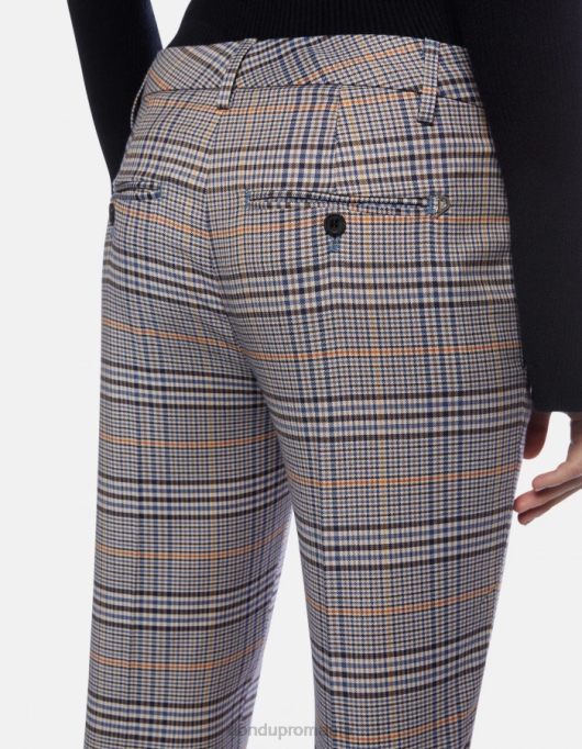 femei pantaloni perfect slim-fit din țesătură prințul de Wales în carouri V84D226 îmbrăcăminte albastru DONDUP