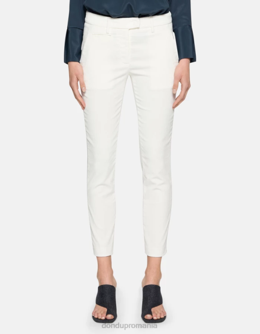 femei pantaloni perfecti de catifea slim-fit V84D153 îmbrăcăminte alabastru DONDUP