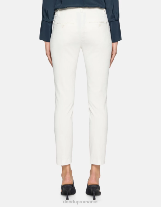femei pantaloni perfecti de catifea slim-fit V84D153 îmbrăcăminte alabastru DONDUP