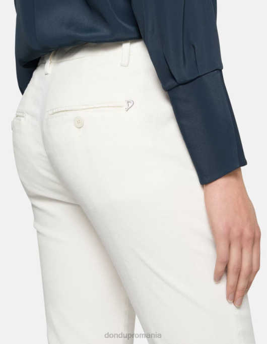 femei pantaloni perfecti de catifea slim-fit V84D153 îmbrăcăminte alabastru DONDUP