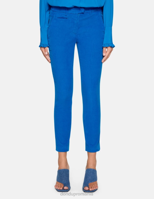 femei pantaloni perfecti de catifea slim-fit V84D155 îmbrăcăminte turcoaz DONDUP