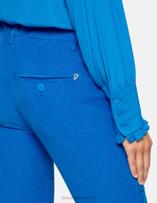 femei pantaloni perfecti de catifea slim-fit V84D155 îmbrăcăminte turcoaz DONDUP
