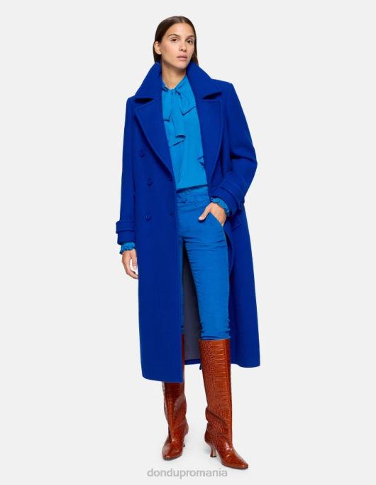 femei pantaloni perfecti de catifea slim-fit V84D155 îmbrăcăminte turcoaz DONDUP