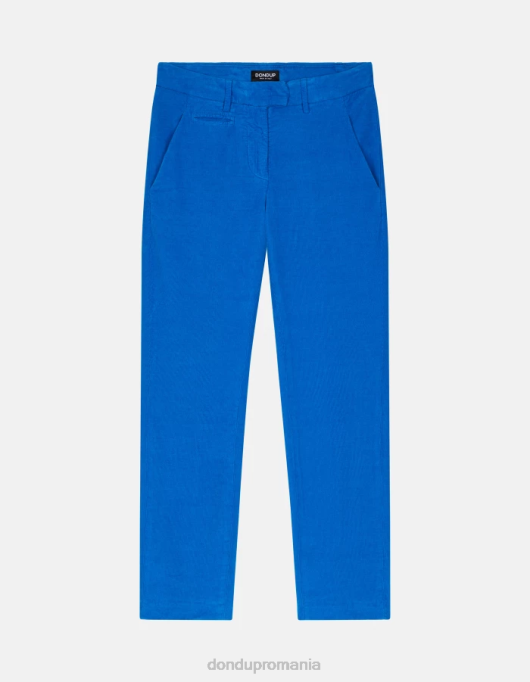 femei pantaloni perfecti de catifea slim-fit V84D155 îmbrăcăminte turcoaz DONDUP