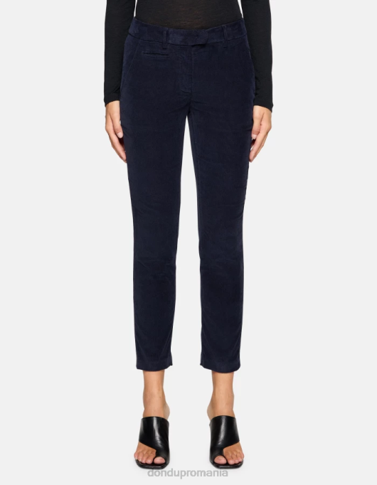 femei pantaloni perfecti de catifea slim-fit V84D156 îmbrăcăminte albastru marin DONDUP