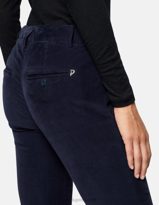 femei pantaloni perfecti de catifea slim-fit V84D156 îmbrăcăminte albastru marin DONDUP