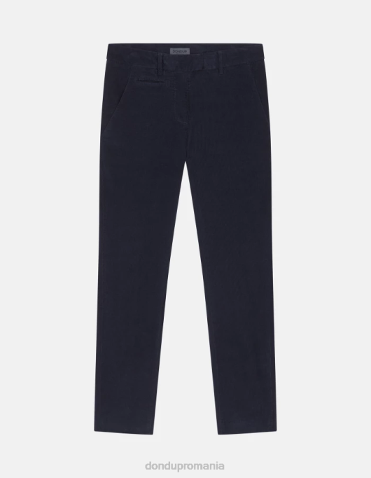 femei pantaloni perfecti de catifea slim-fit V84D156 îmbrăcăminte albastru marin DONDUP