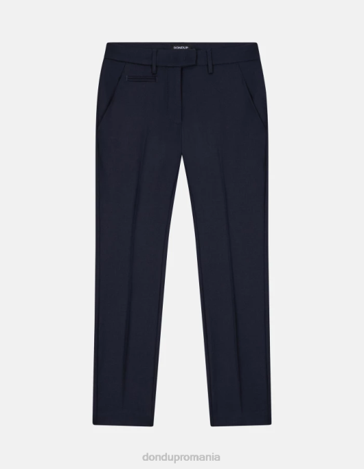 femei pantaloni perfecti de flanel slim-fit V84D229 îmbrăcăminte albastru marin DONDUP