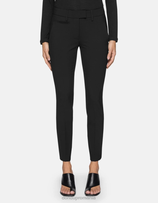 femei pantaloni perfecti slim-fit din lana V84D185 îmbrăcăminte negru DONDUP