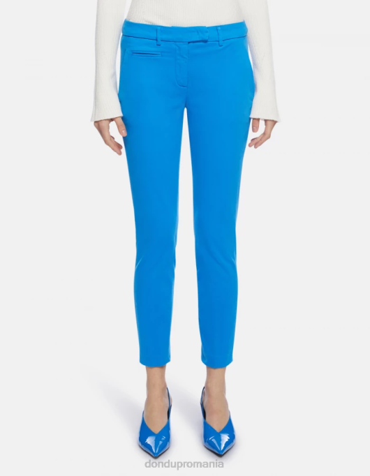 femei pantaloni perfecti slim-fit din tricotină V84D212 îmbrăcăminte turcoaz DONDUP